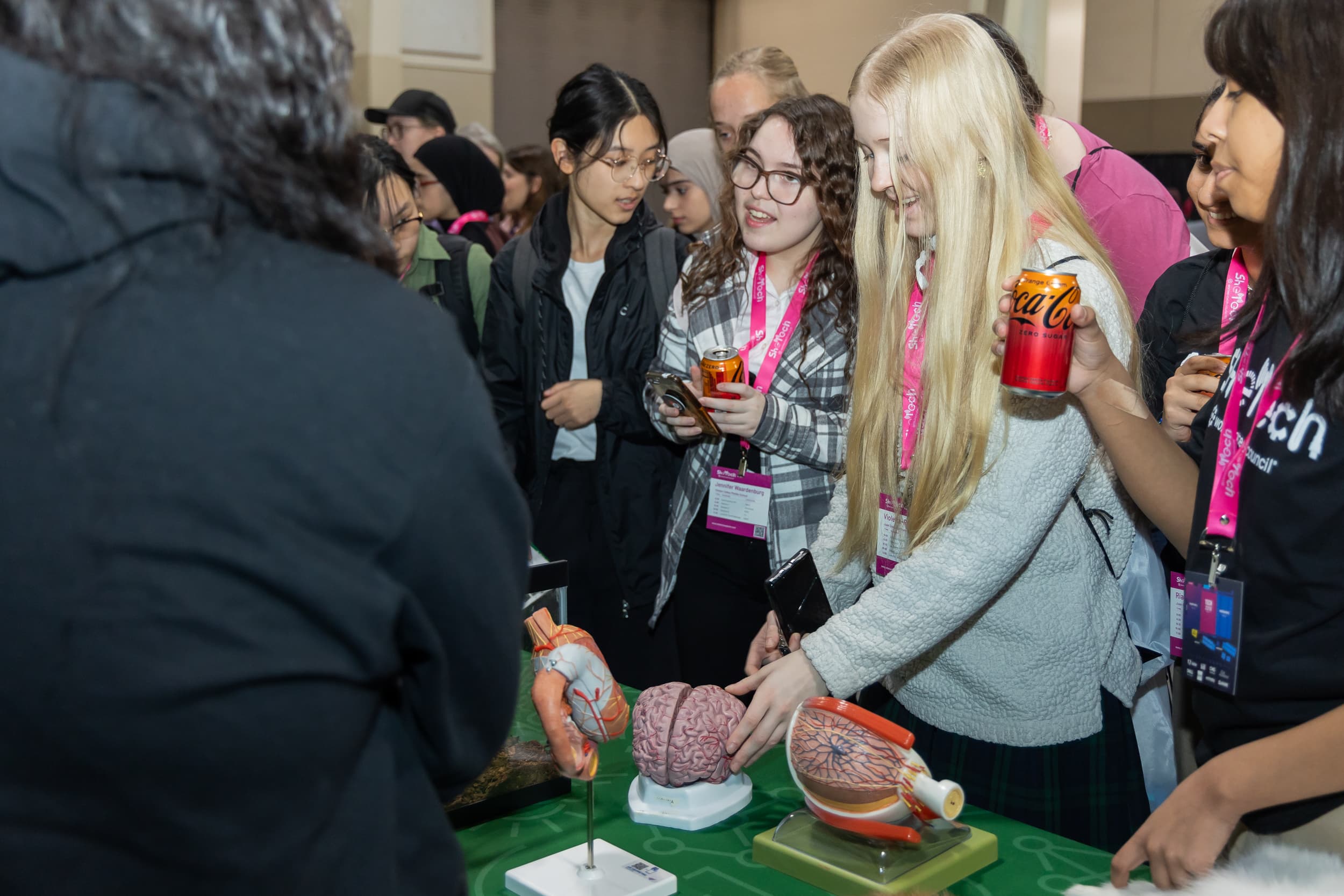 Student interns in a tech office